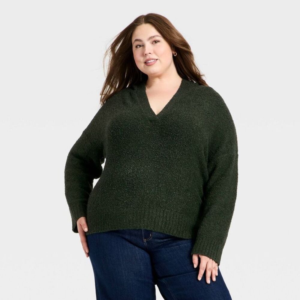 Women's Hooded Shawl Sweater - Universal Thread Dark Green XXL